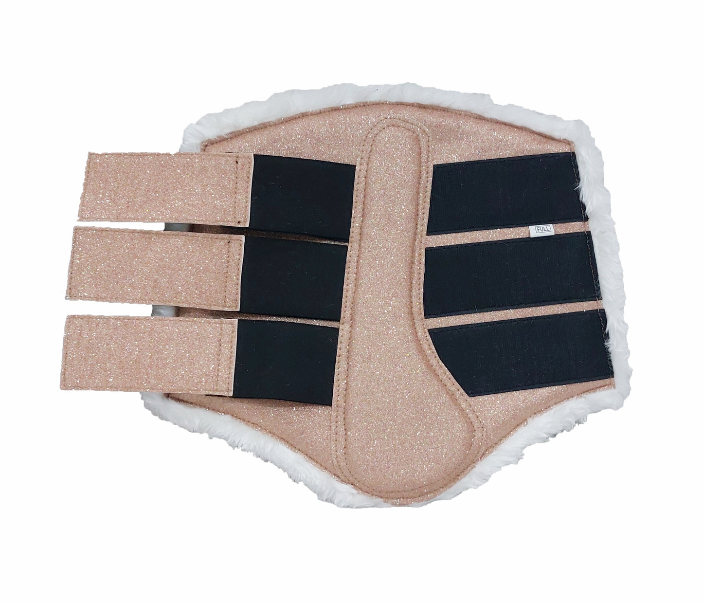 Horse Saddle Pad Set including Fly Veils & Tendon Boots, Shiny Glitter Golden - Dressage