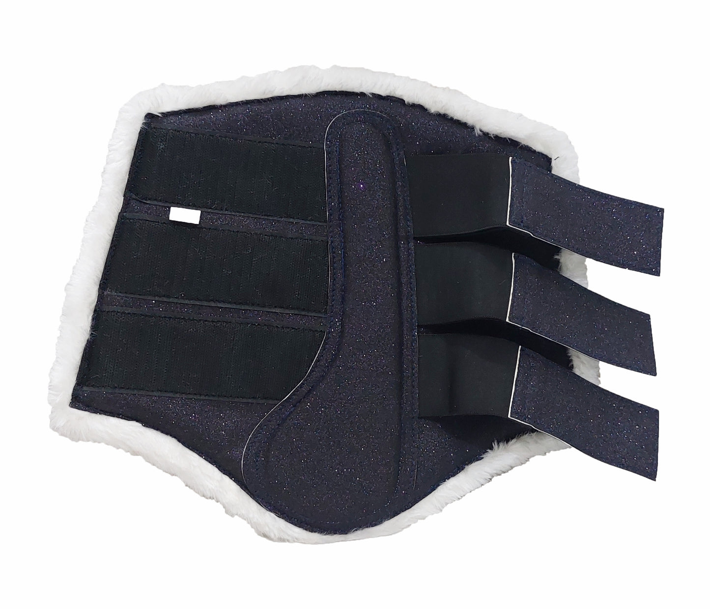 Horse Saddle Pad Set including Fly Veils & Tendon Boots, Shiny Glitter Black - Dressage