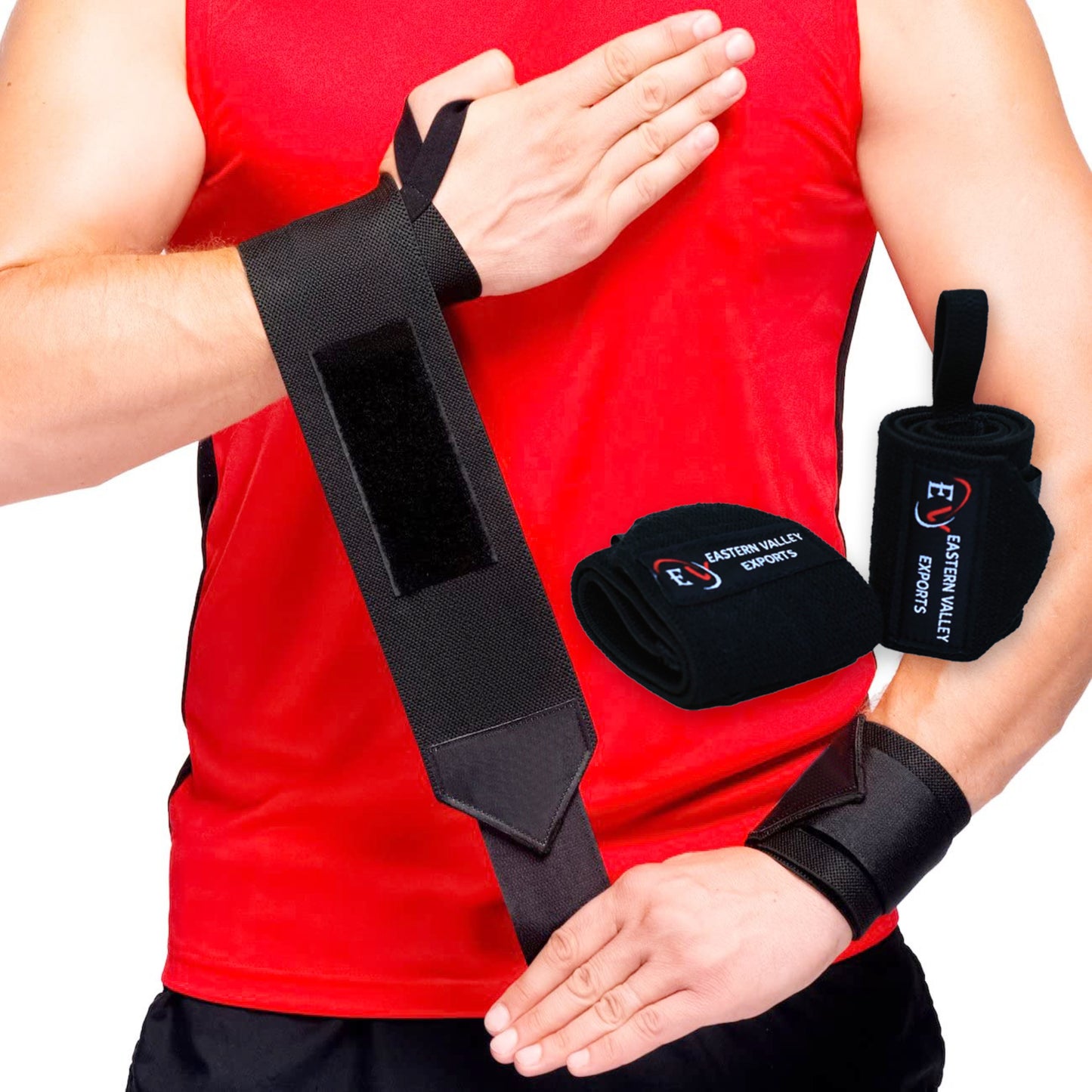 Weight Lifting Wrist Wraps Power Training Gym Workout Support Strap Extra Strong Pairs
