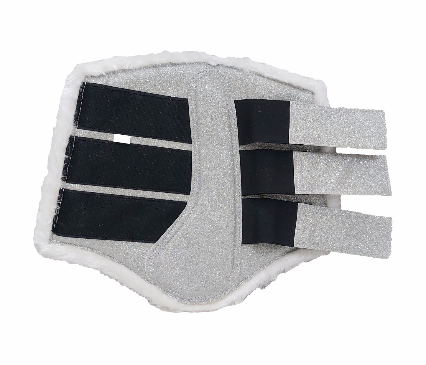 Horse Saddle Pad Set including Fly Veils & Tendon Boots, Shiny Glitter Silver - Dressage