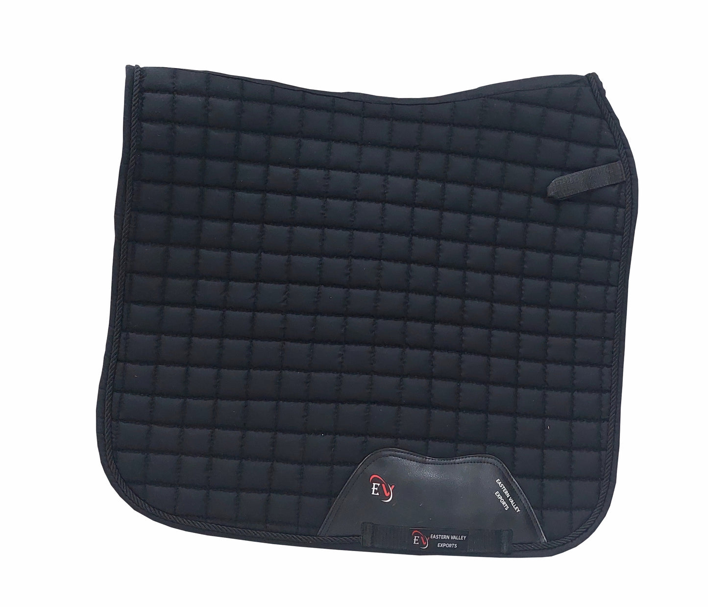 Horse Saddle Pad Set including Fly Veils & Tendon Boots, Black Cotton Quilted - Dressage
