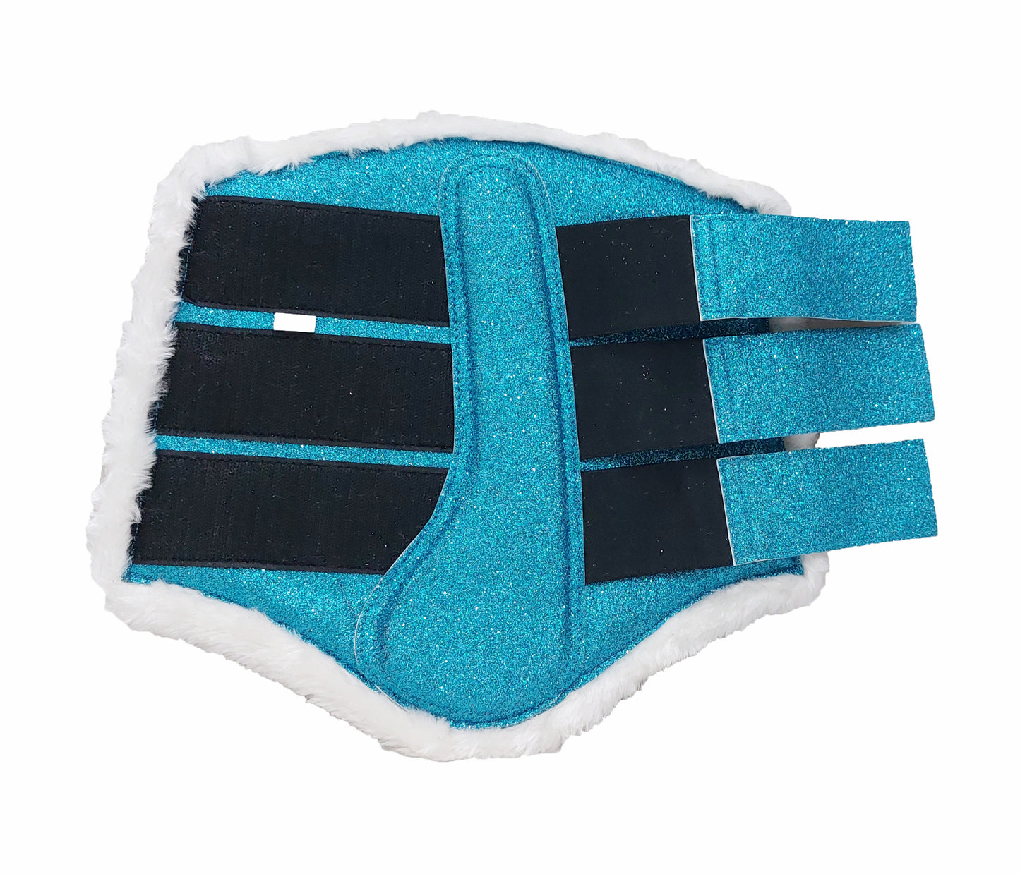 Horse Saddle Pad Set including Fly Veils & Tendon Boots, Shiny Glitter Blue - Dressage
