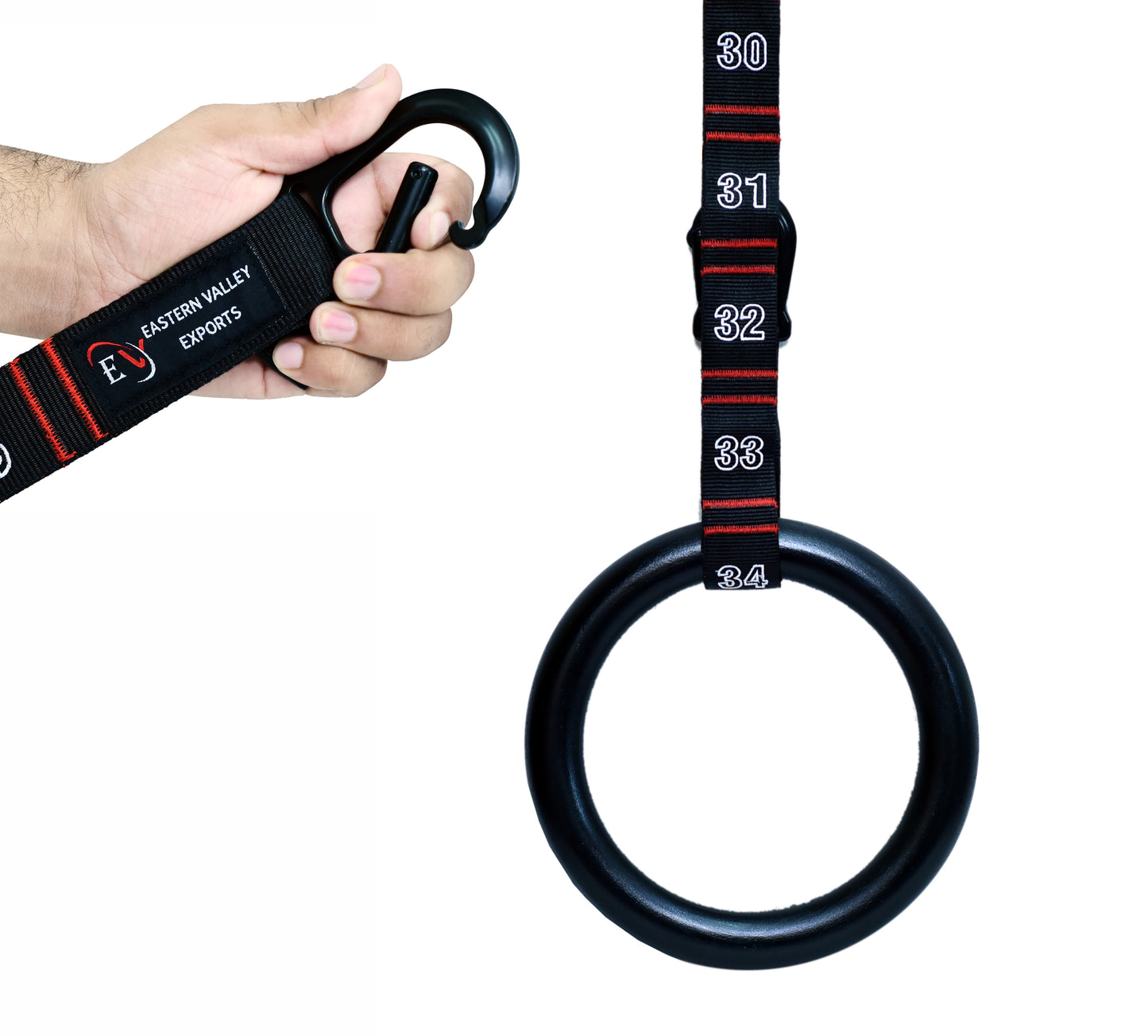 Gymnastic Rings Wooden with Straps Gym Fitness Training Portable Ring Straps Adjustable Numbered Straps