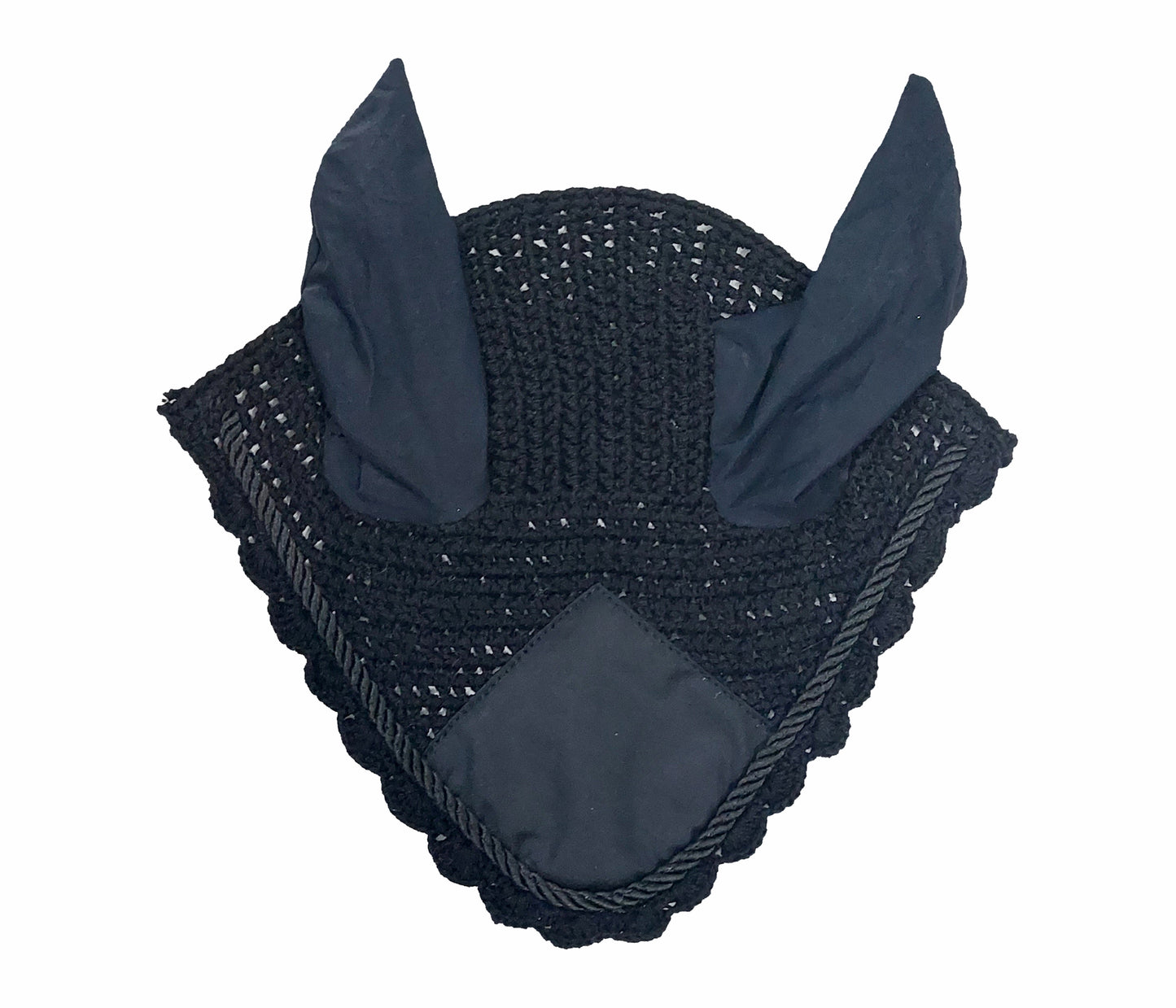 Horse Saddle Pad Set including Fly Veils & Tendon Boots, Black Cotton Quilted - Dressage