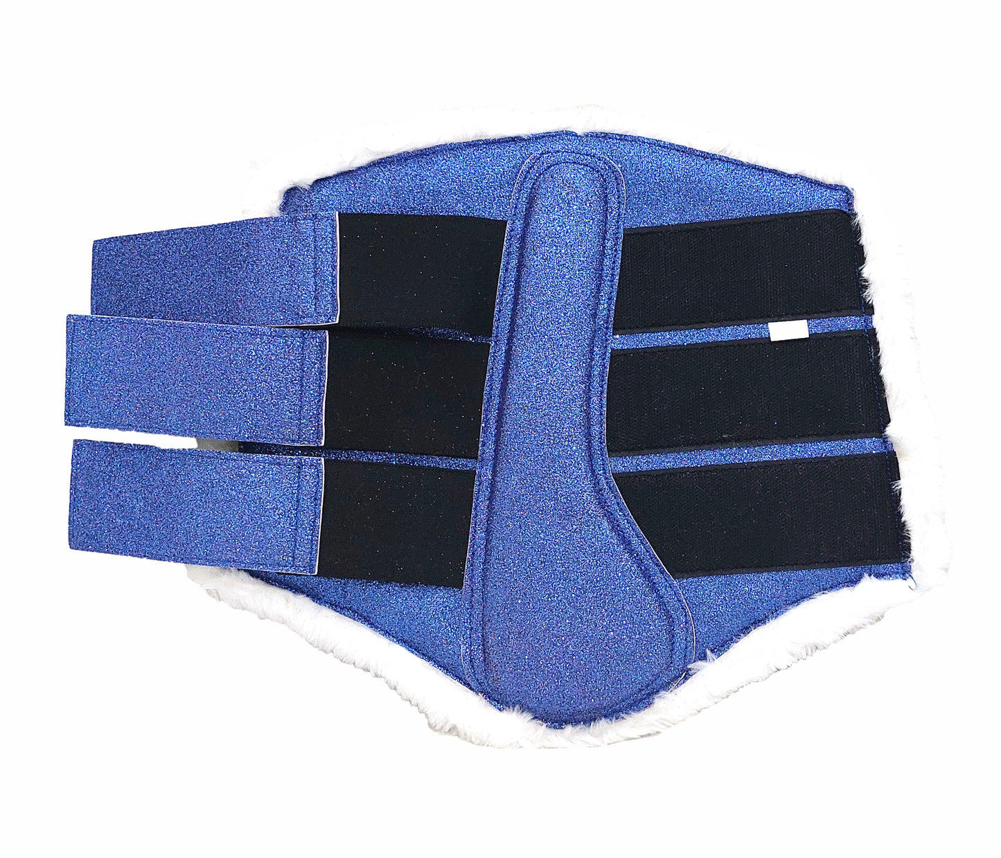 Horse Saddle Pad Set including Fly Veils & Tendon Boots, Shiny Glitter Blue - Dressage