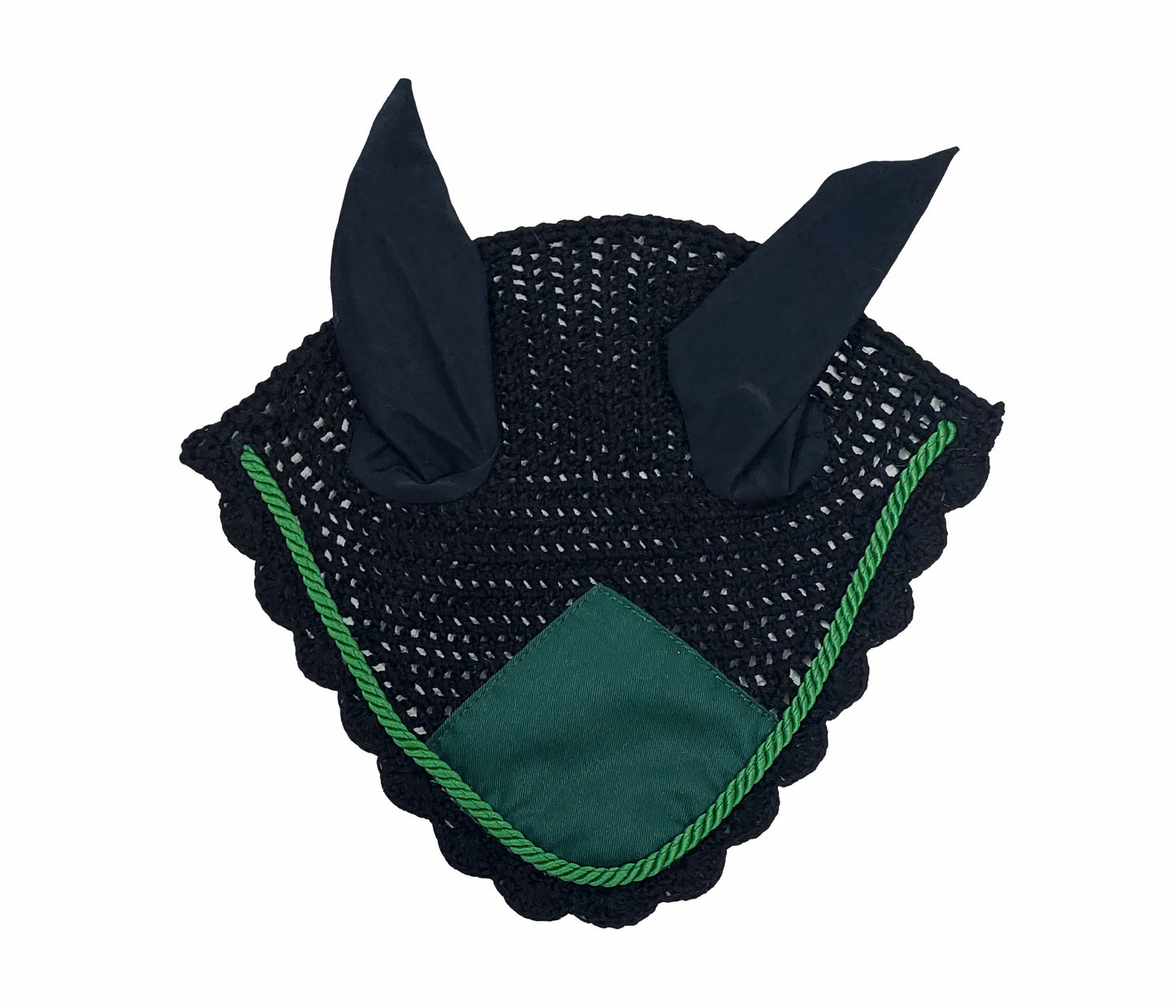Horse Saddle Pad Set including Fly Veils & Tendon Boots, Green Cotton Quilted - Dressage
