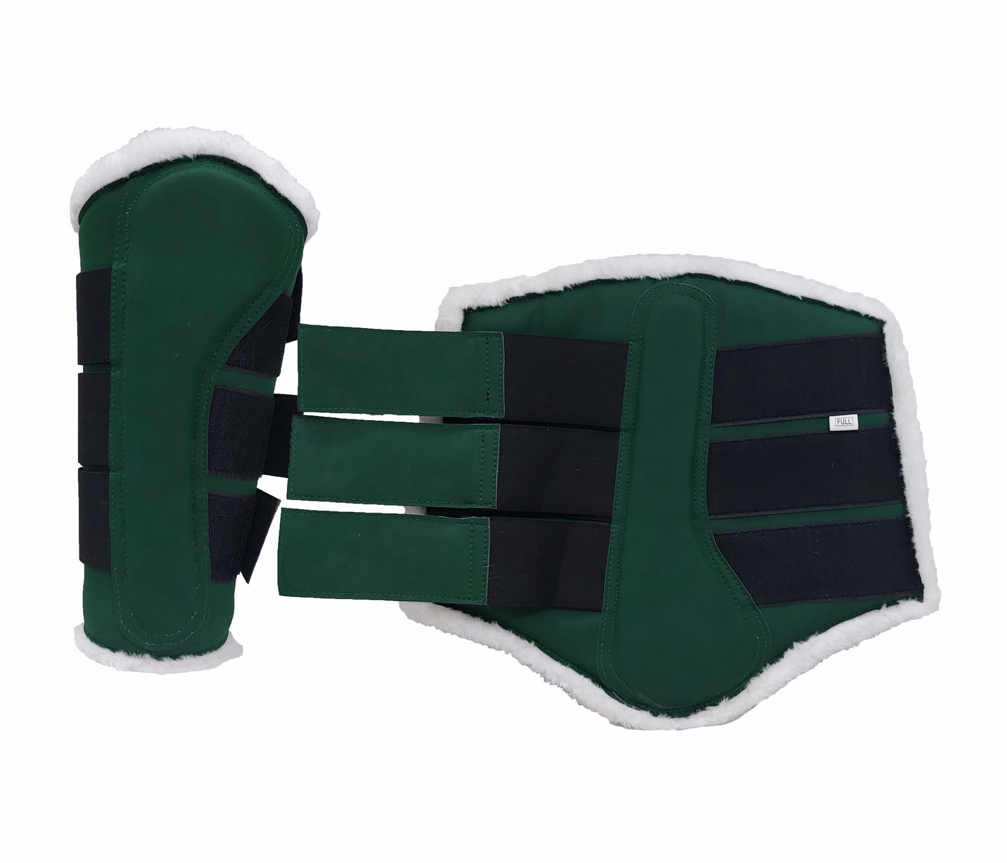 Horse Saddle Pad Set including Fly Veils & Tendon Boots, Green Cotton Quilted - Dressage