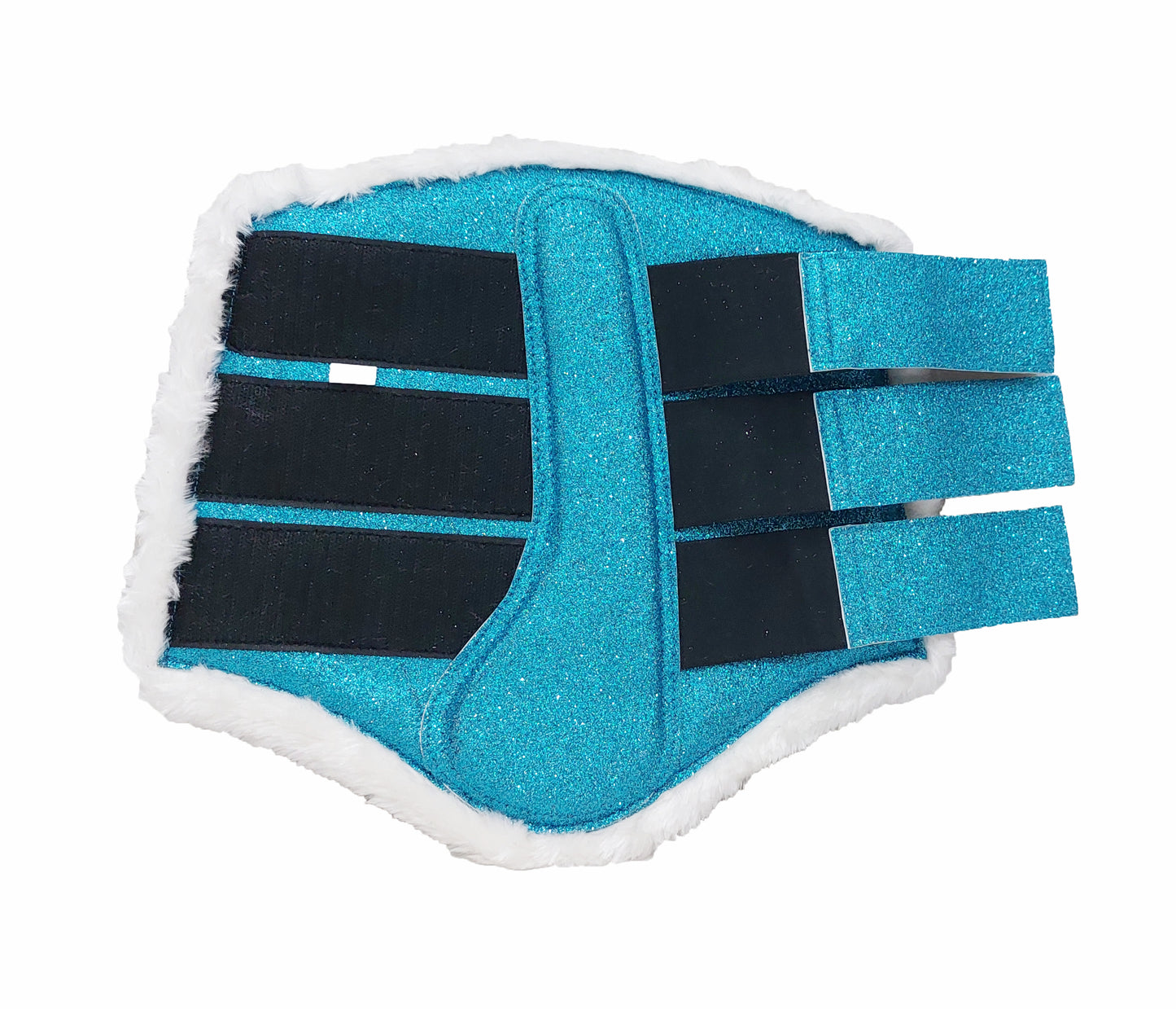Horse Saddle Pad Set including Fly Veils & Tendon Boots, Shiny Glitter Blue - Jumping