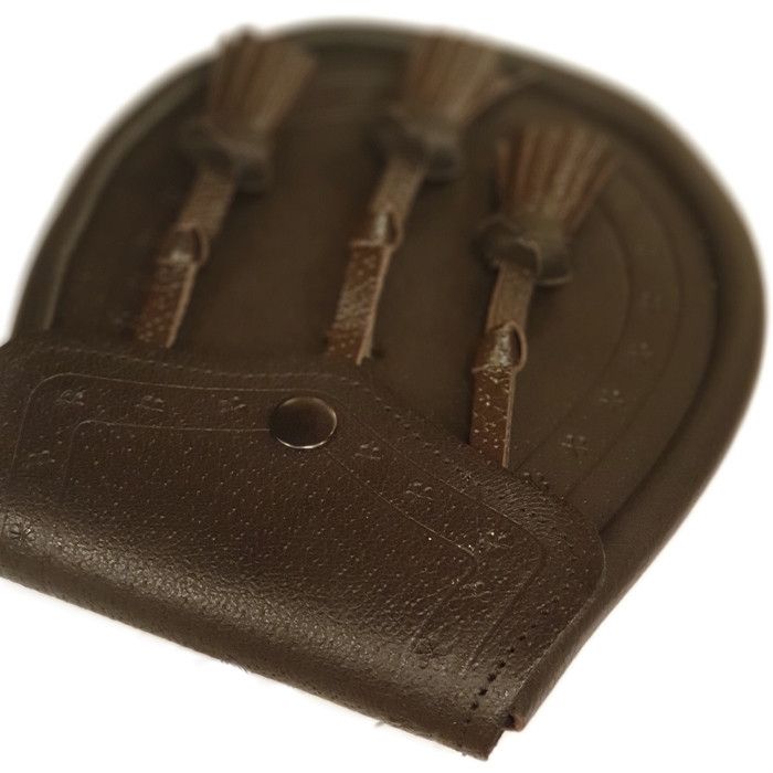 Leather Day Sporran with Embossed Leather and 3 Knotted Tassels in Brown with Leather Chain Strap