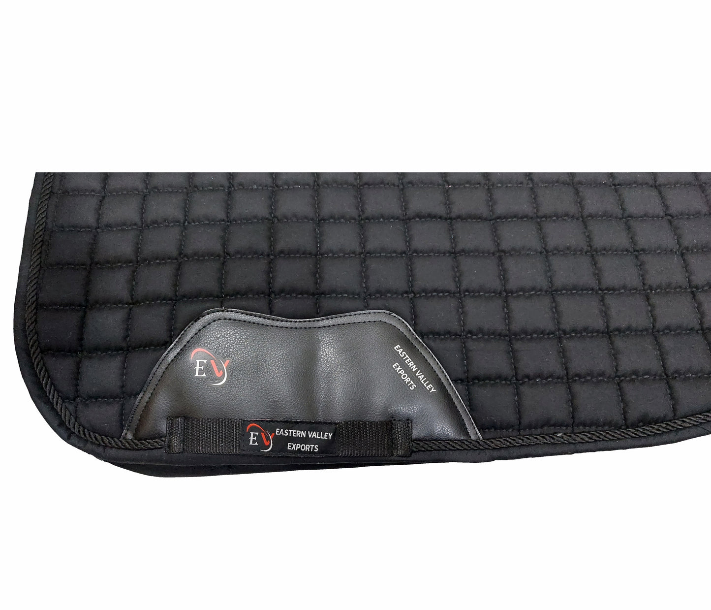 Horse Saddle Pad Set including Fly Veils & Tendon Boots, Black Cotton Quilted - Dressage