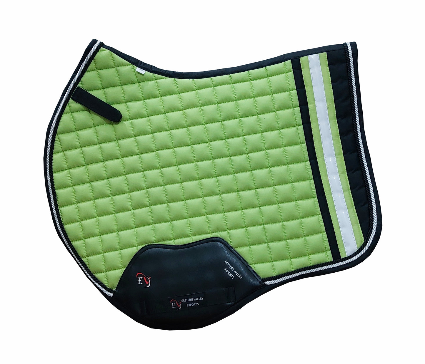 Horse Saddle Pad Set including Fly Veils & Tendon Boots, Green Cotton Quilted - Jumping