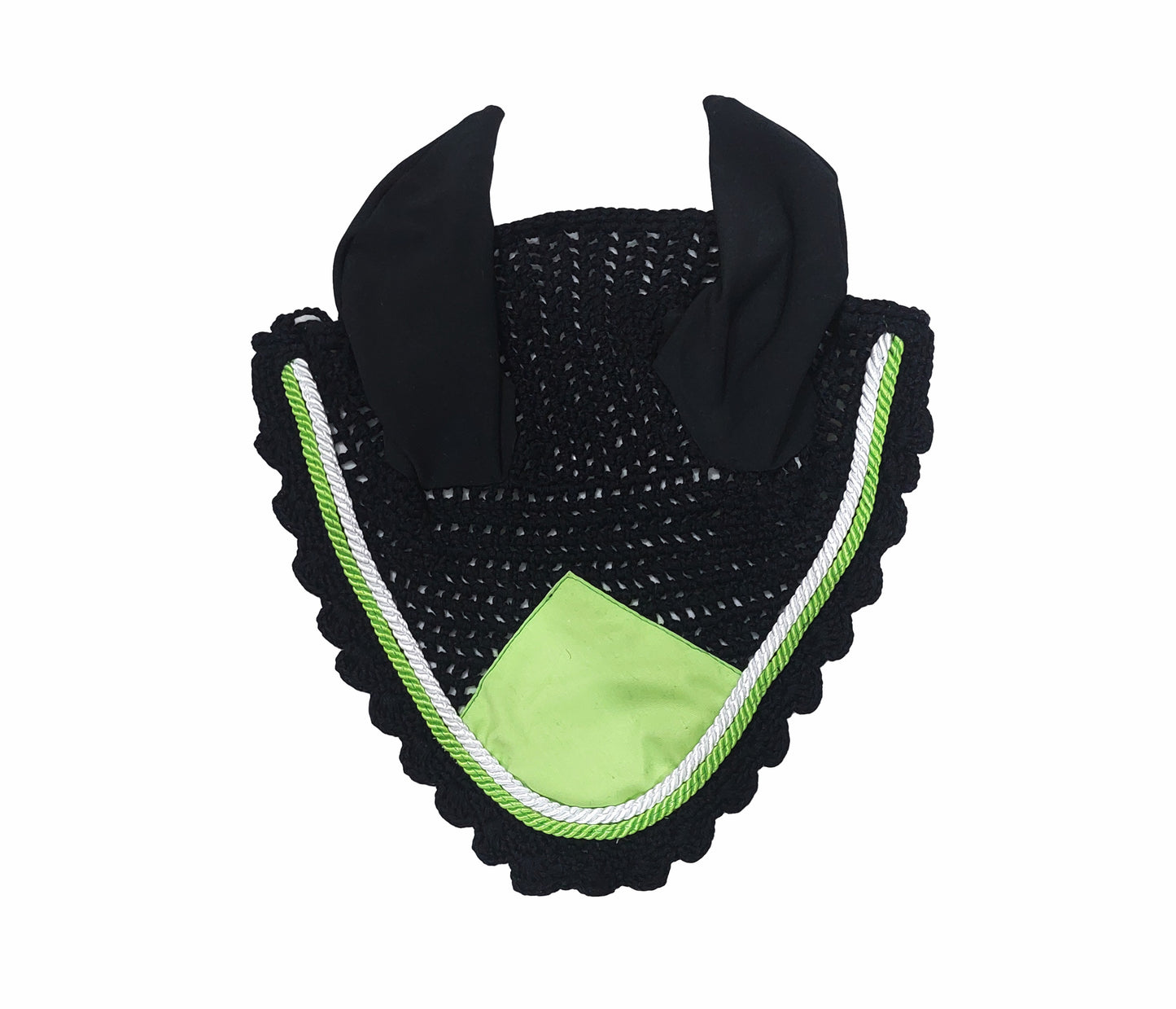 Horse Saddle Pad Set including Fly Veils & Tendon Boots, Green Cotton Quilted - Jumping