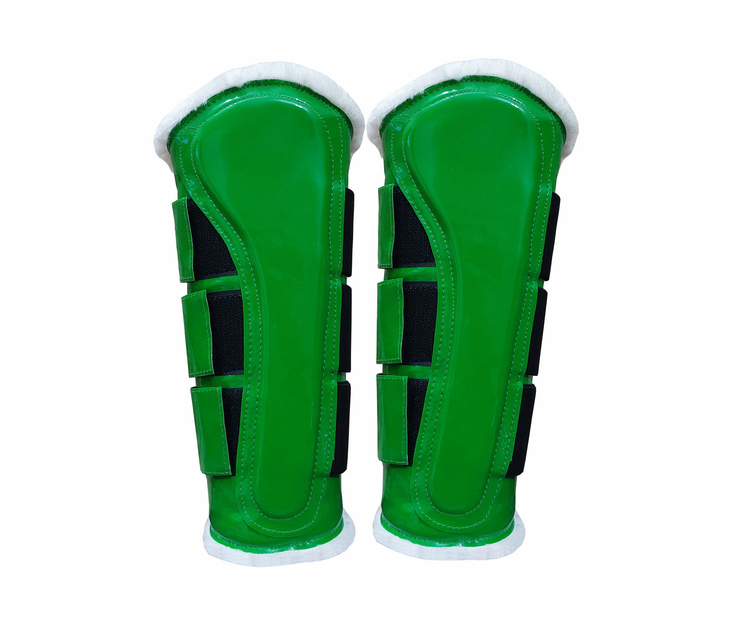 Horse Saddle Pad Set including Fly Veils & Tendon Boots, Green Cotton Quilted - Jumping