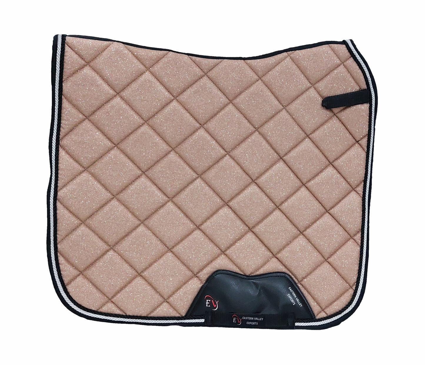 Horse Saddle Pad Set including Fly Veils & Tendon Boots, Shiny Glitter Golden - Dressage