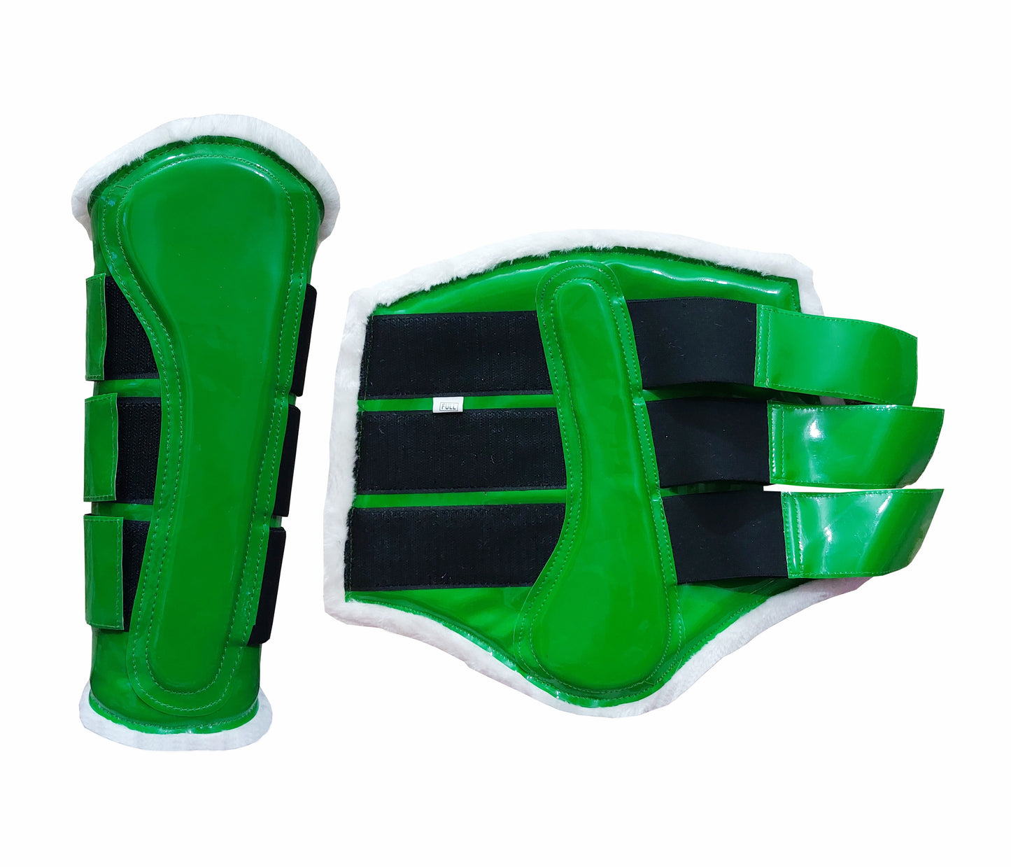 Horse Saddle Pad Set including Fly Veils & Tendon Boots, Green Cotton Quilted - Jumping