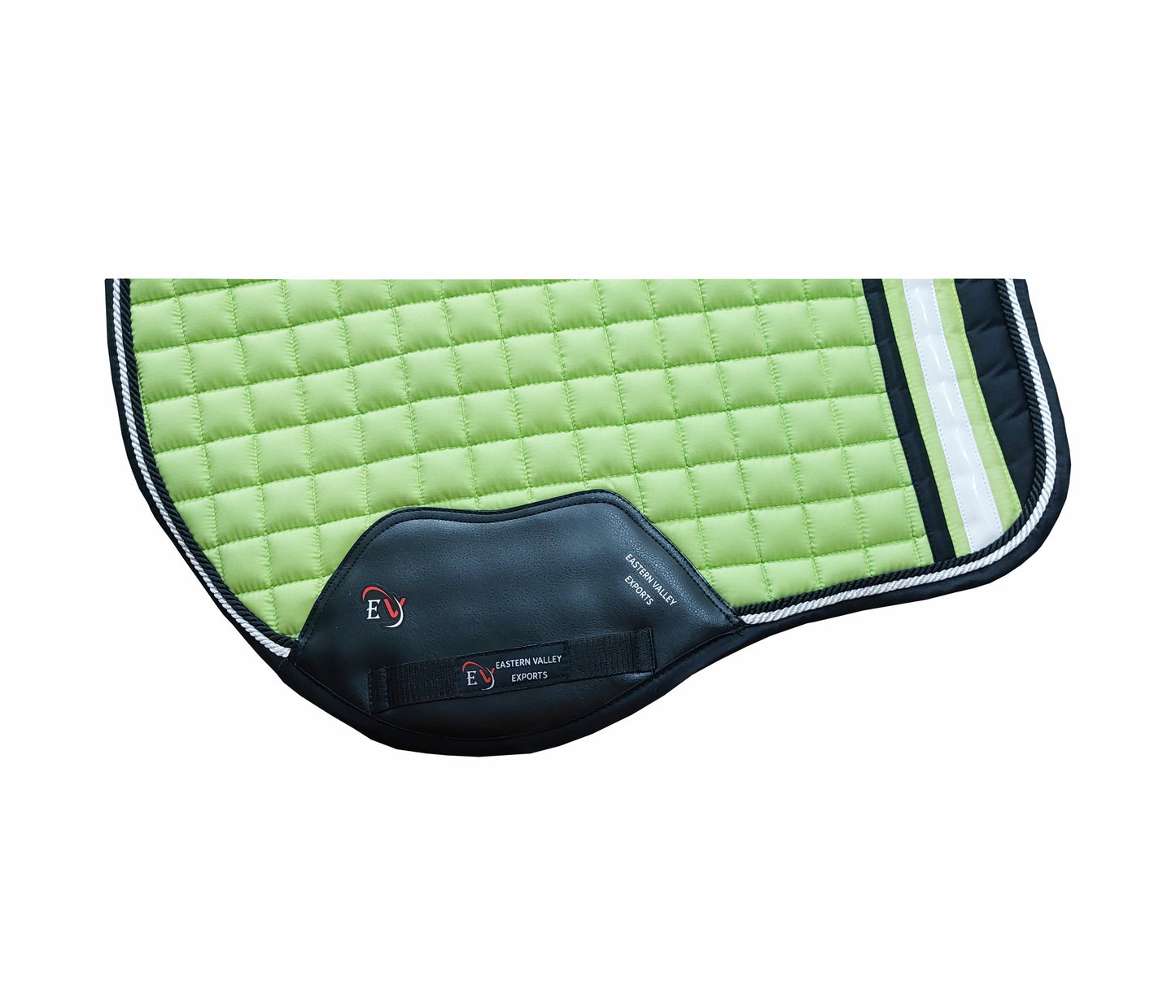 Horse Saddle Pad Set including Fly Veils & Tendon Boots, Green Cotton Quilted - Jumping