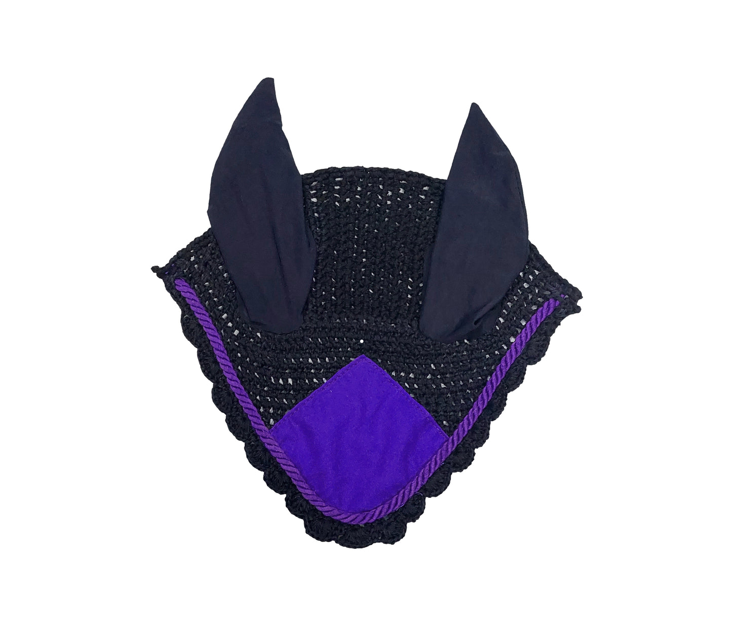 Horse Saddle Pad Set including Fly Veils & Tendon Boots, Navy Blue Cotton Quilted - Jumping