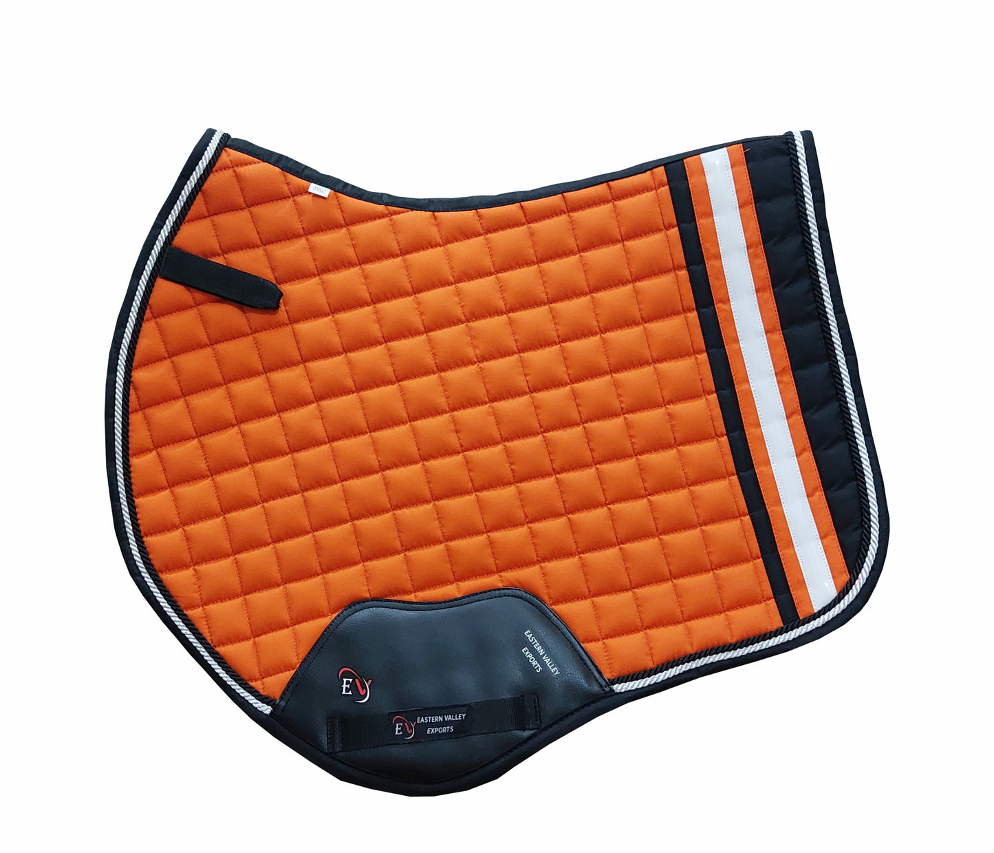 Horse Saddle Pad Set including Fly Veils & Tendon Boots, Orange Cotton Quilted - Jumping