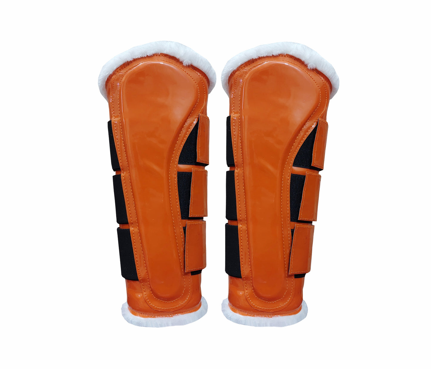 Horse Saddle Pad Set including Fly Veils & Tendon Boots, Orange Cotton Quilted - Jumping