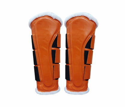 Horse Saddle Pad Set including Fly Veils & Tendon Boots, Orange Cotton Quilted - Jumping