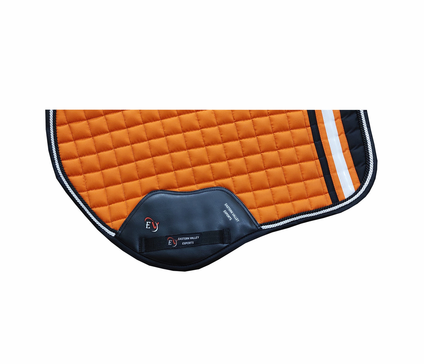 Horse Saddle Pad Set including Fly Veils & Tendon Boots, Orange Cotton Quilted - Jumping