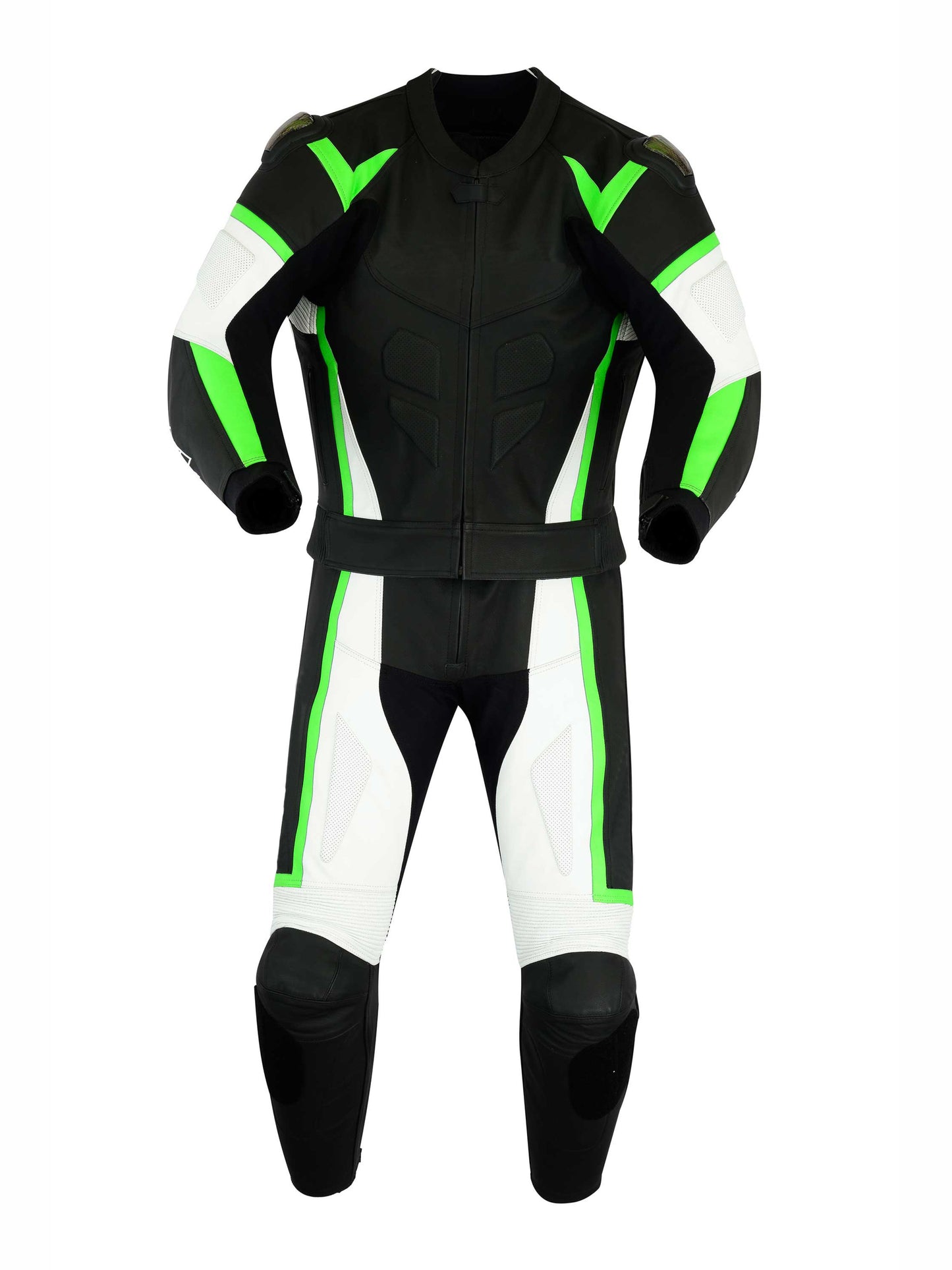Men MotorBike MotorCycle Cowhide Leather Racing Suit CE Armoured Jacket, Trouser