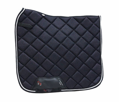 Horse Saddle Pad Set including Fly Veils & Tendon Boots, Shiny Glitter Black - Dressage