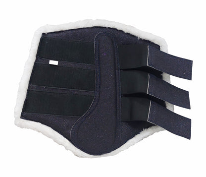 Horse Saddle Pad Set including Fly Veils & Tendon Boots, Shiny Glitter Black - Dressage