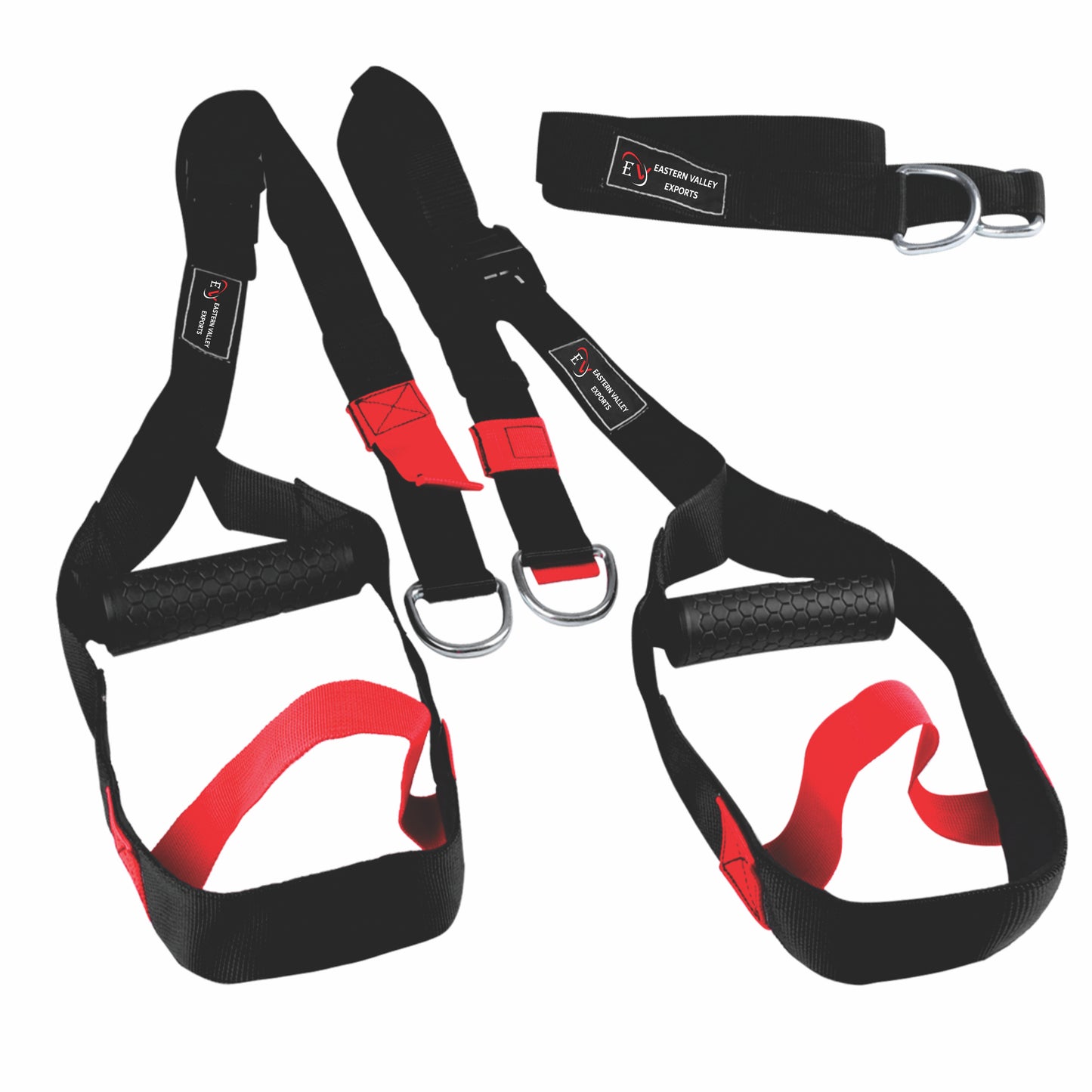 Suspension Body Trainer, Webbing Straps with Steel Hooks and Buckle