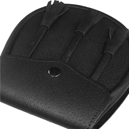 Leather Day Sporran with 3 Leather Tassels in Black with Leather Chain Strap.