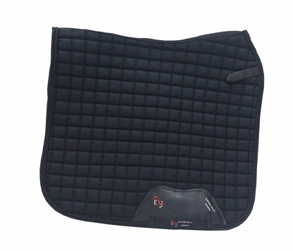 Horse Saddle Pad Set including Fly Veils & Tendon Boots,  Black Cotton Quilted - Dressage