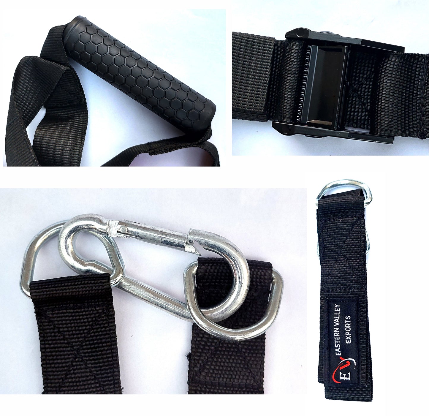 Suspension Body Trainer, Webbing Straps with Steel Hooks and Buckle