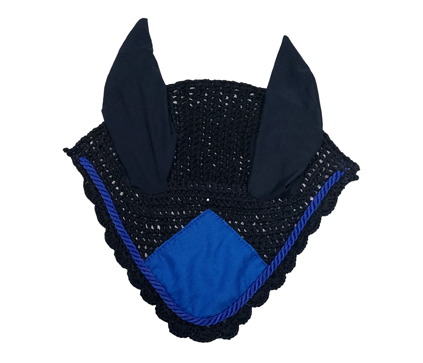 Horse Saddle Pad Set including Fly Veils & Tendon Boots,  Navy Blue Cotton Quilted - Dressage