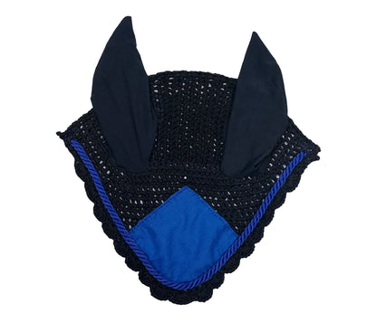 Horse Saddle Pad Set including Fly Veils & Tendon Boots,  Navy Blue Cotton Quilted - Dressage