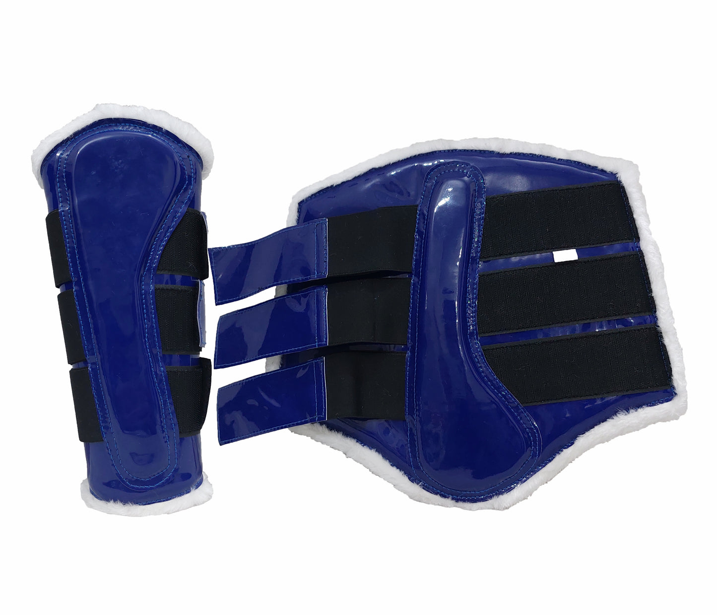 Horse Saddle Pad Set including Fly Veils & Tendon Boots,  Navy Blue Cotton Quilted - Dressage