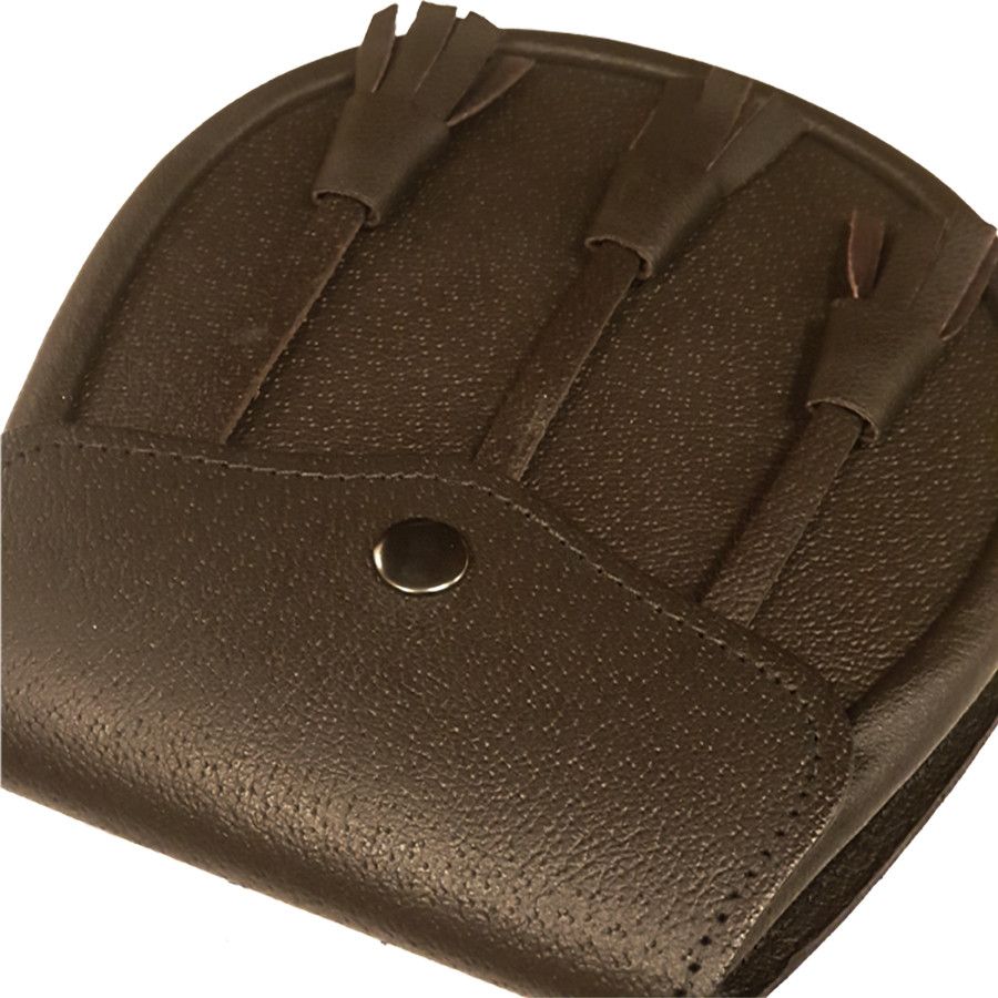 Leather Day Sporran with 3 Leather Tassels in Brown with Leather Chain Strap.