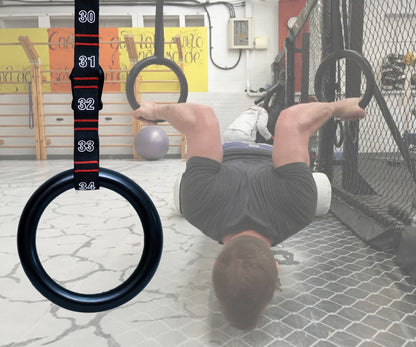 Gymnastic Rings Wooden with Straps Gym Fitness Training Portable Ring Straps Adjustable Numbered Straps