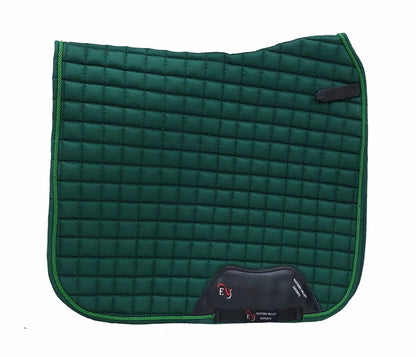 Horse Saddle Pad Set including Fly Veils & Tendon Boots,  Green Cotton Quilted - Dressage