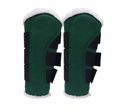 Horse Saddle Pad Set including Fly Veils & Tendon Boots,  Green Cotton Quilted - Dressage