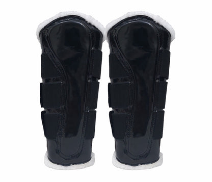 Horse Saddle Pad Set including Fly Veils & Tendon Boots,  Black Cotton Quilted - Dressage