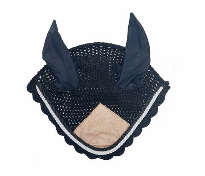 Horse Saddle Pad Set including Fly Veils & Tendon Boots, Shiny Glitter Golden - Jumping