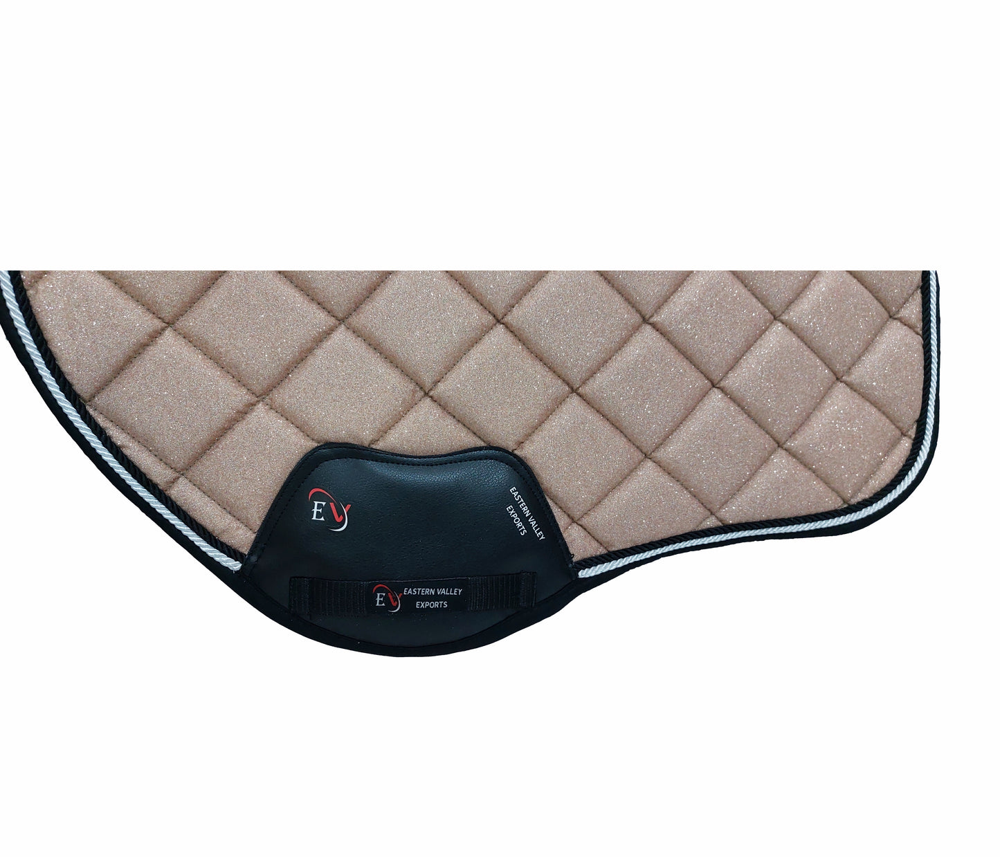 Horse Saddle Pad Set including Fly Veils & Tendon Boots, Shiny Glitter Golden - Jumping