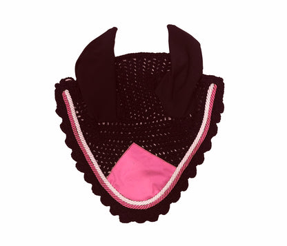 Horse Saddle Pad Set including Fly Veils & Tendon Boots, Pink Cotton Quilted - Jumping