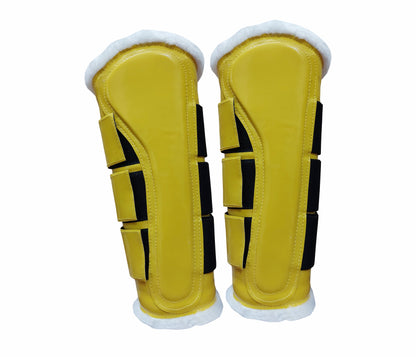 Horse Saddle Pad Set including Fly Veils & Tendon Boots,  Yellow Cotton Quilted - Jumping