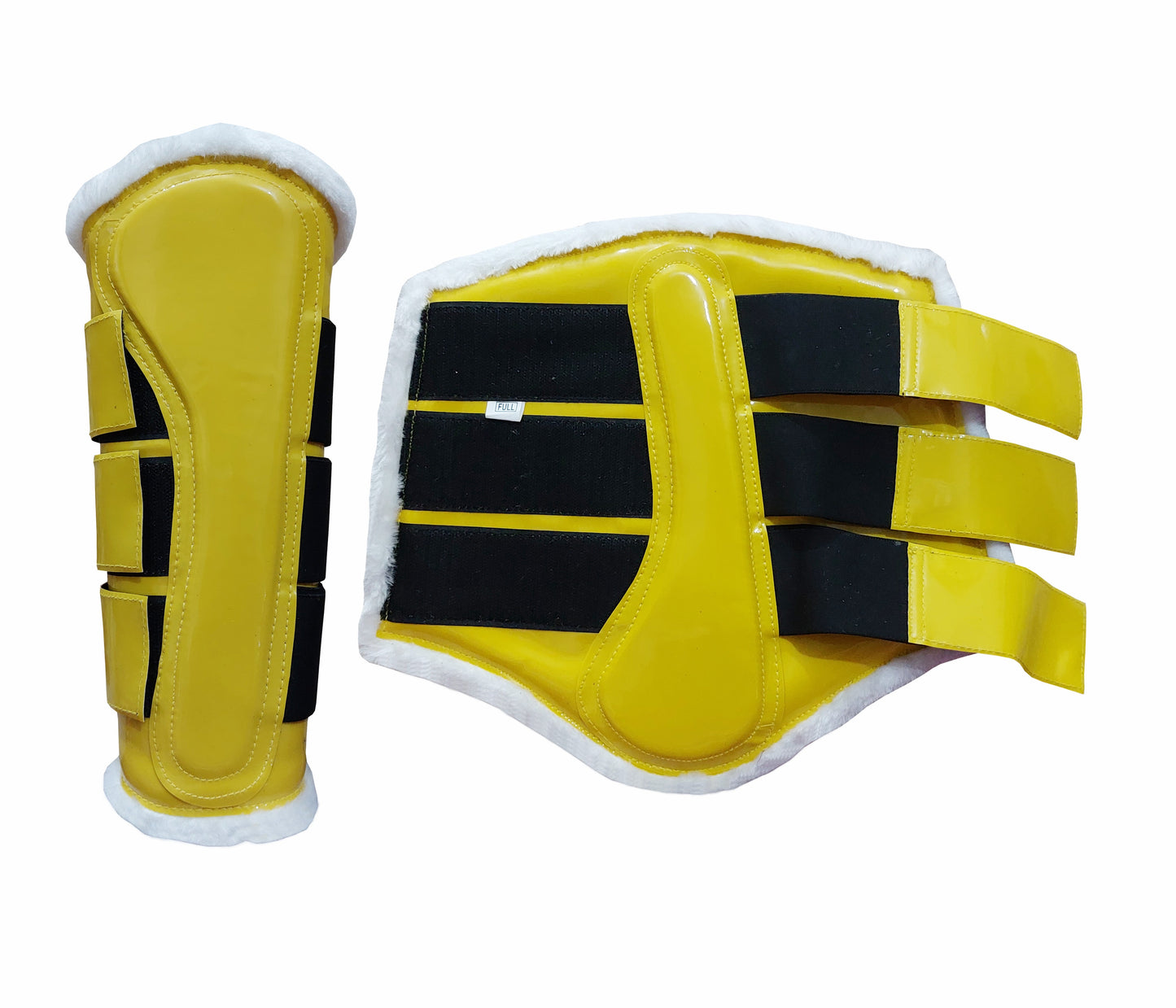 Horse Saddle Pad Set including Fly Veils & Tendon Boots,  Yellow Cotton Quilted - Jumping